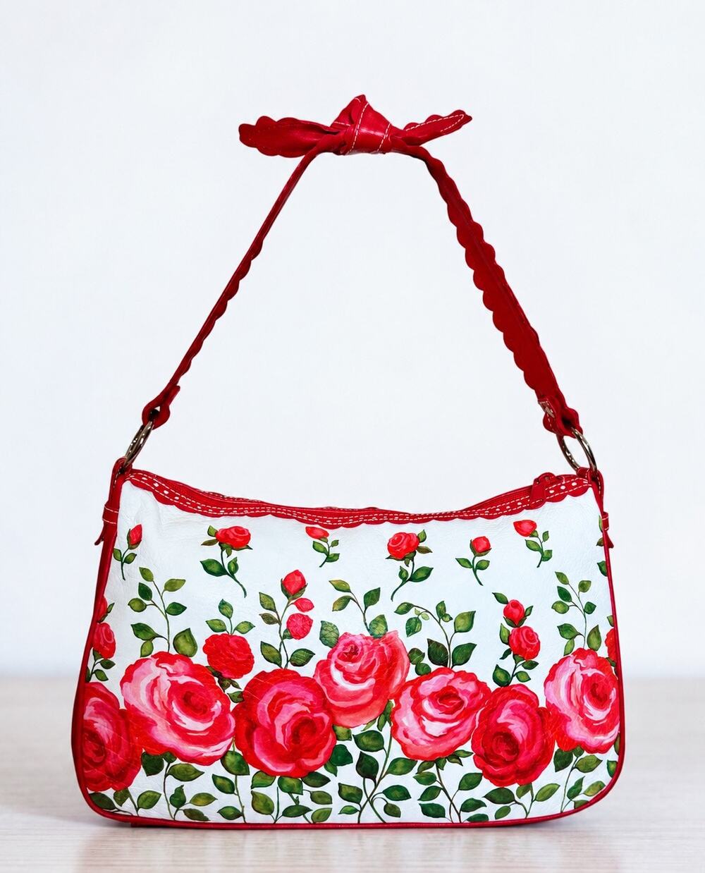 Y2K Isabella Fiore Leather Rose Print Bag